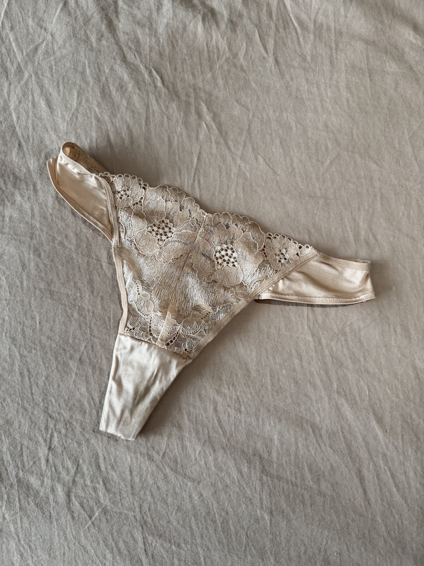 High-Rise Beige Thong back