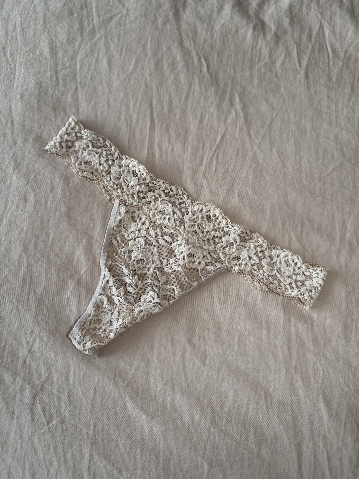 Beige Lace Thong back