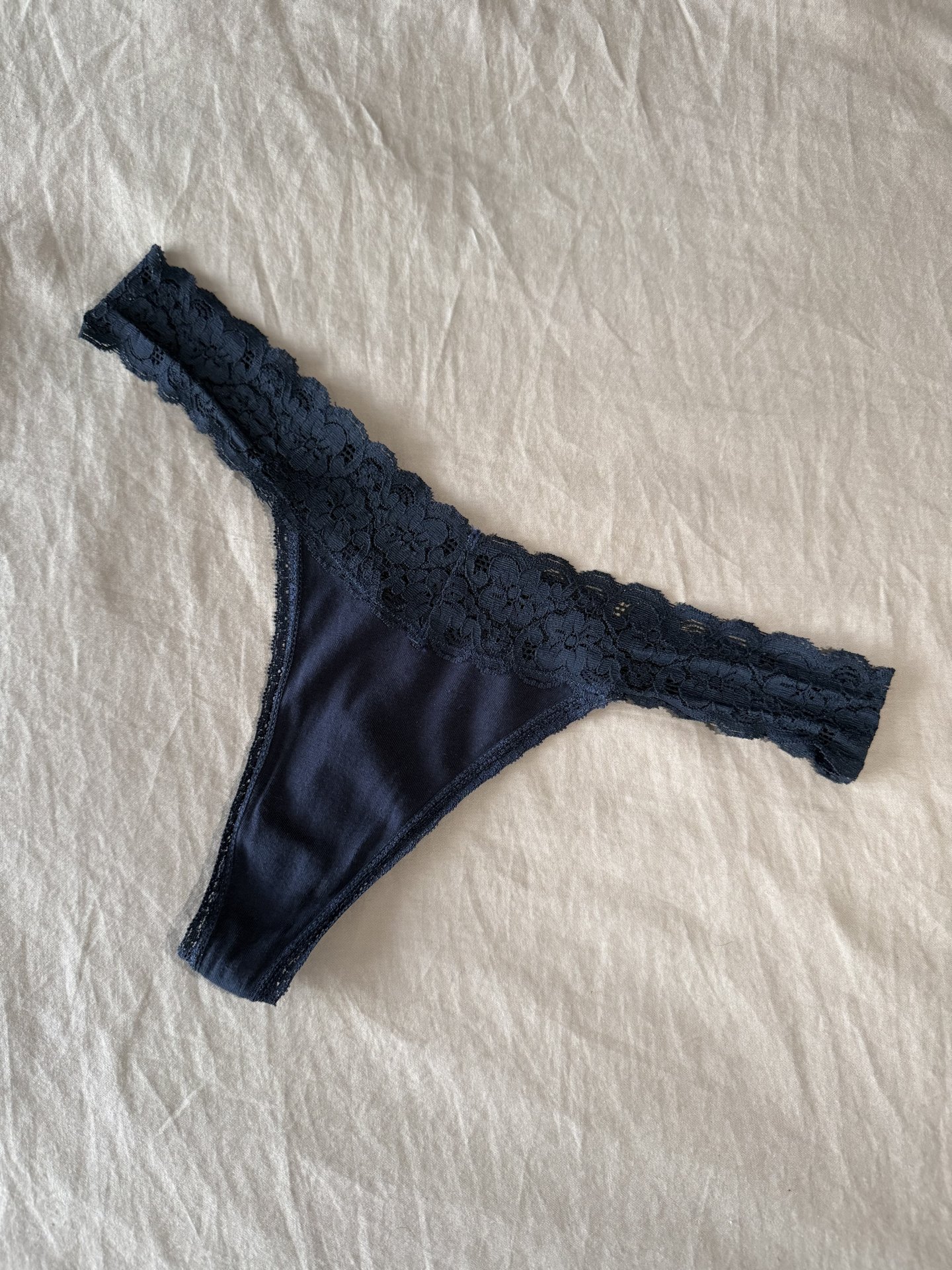 Navy Lace Thong back